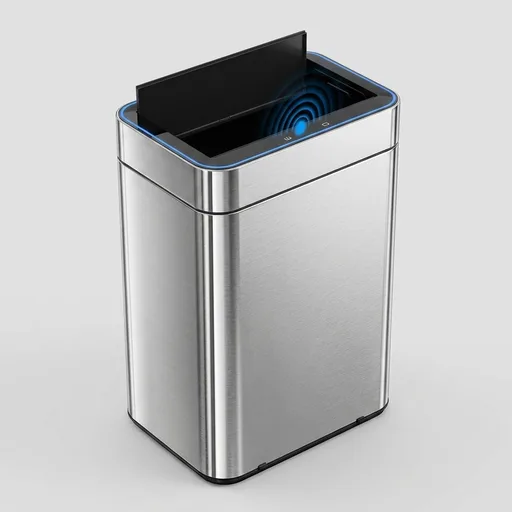 DuckSky 50 Liter/13.2 Gallon Trash Can Touchless Rectangular Motion Sensor Waste Bin with Lid, Soft-Close, Stainless Steel Finish, Fits Any Kitchen, Office or Home