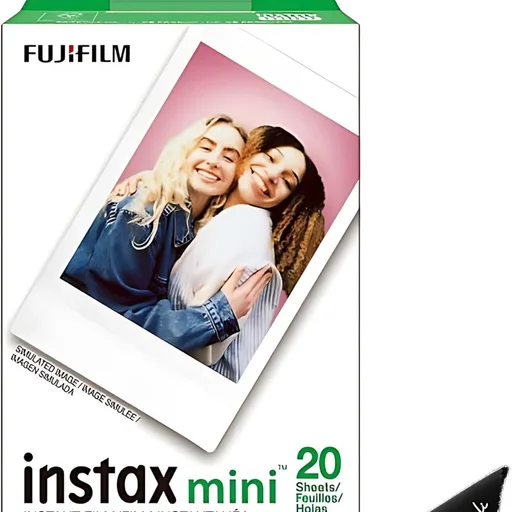 Fujifilm Instax Mini Film - Twin Pack 20 EXP Total, ISO 800, Compatible with Instax Mini Evo, 12, 11, 9 Models, Includes Balveli Premium Microfiber Cleaning Cloth