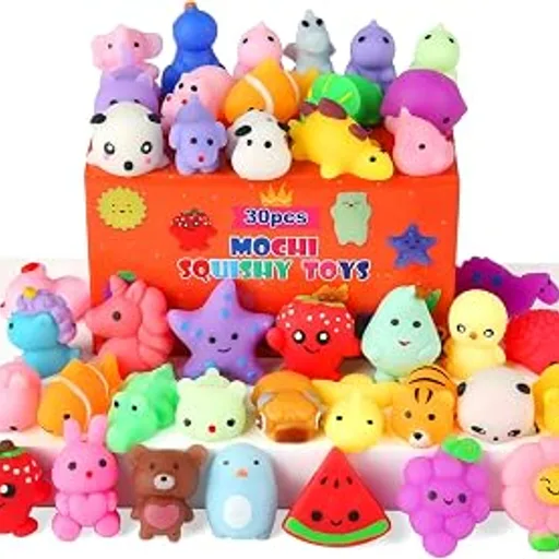 30 Pack Squishy Toys, Kawaii Squishies Party Favors for Kids 4-8 8-12 Treasure Box Toys for Classroom Birthday Xmas Gifts Goodie Bag Mini Animals Mochi Squishy