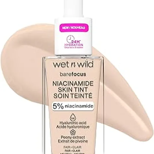 wet n wild barefocus Skin Tint, 5% Niacinamide Enriched, Buildable Sheer Lightweight Coverage, Natural Radiant Finish, Hyaluronic & Vitamin Hydration Boost, Cru