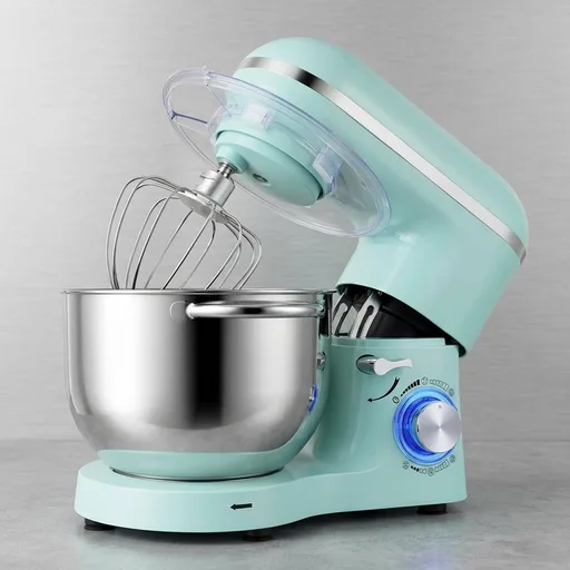 Aucma Stand Mixer,6.5-QT 660W 6-Speed Tilt-Head Food Mixer, Kitchen Electric Mixer with Dough Hook, Wire Whip & Beater (Blue, 6.5QT)