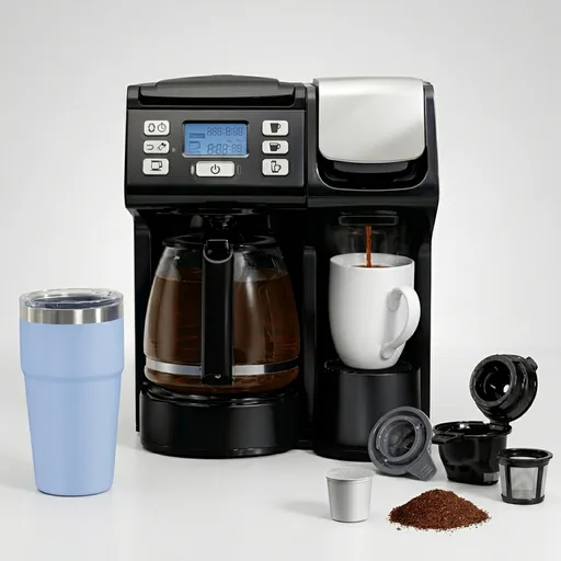 Hamilton Beach FlexBrew Trio 2-Way Coffee Maker, Compatible with K-Cup Pods or Grounds, Combo, Single Serve & Full 12c Pot, Black - Fast Brewing (49902)