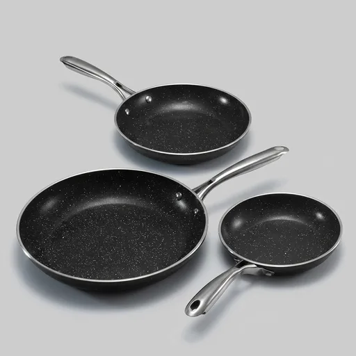Granitestone Ceramic Nonstick Frying Pan Set 3pc 8/10/12 inch, Non Toxic Skillet, PFAS & PFOA Free Cookware Set, Induction Compatible Egg Pan, Oven Safe to 500°F, Dishwasher Safe - Black