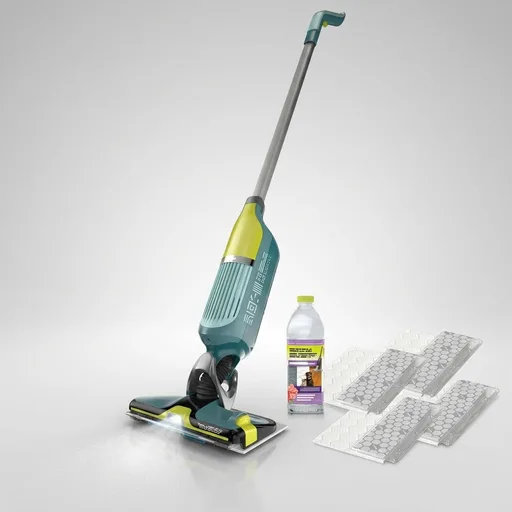 Shark VACMOP Reveal Cordless Hard Floor Cleaner, Vacuum & Spray Mop, Powerful Suction, Lightweight, Illumination Light, 4 Disposable Pads, 12oz Pet Multi-Surface Cleaning Solution, Green, VM401