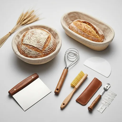 Sourdough Proofing Basket Gift Set, 9" Round and 10" Oval Banneton Bread Baking Supplies, Sourdough Baskets with Bread Lame, Danish Whish, Bowl Scraper, Sourdough Scraper, and Linen Liner
