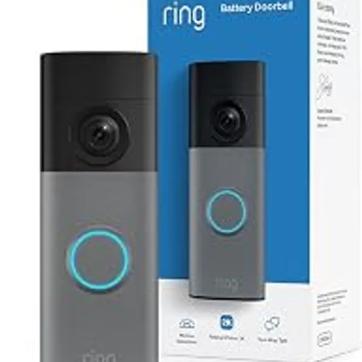 RingBattery Doorbell 2K (newest model) Retinal 2K with wide-angle video, up to 6x Enhanced Zoom, Two-Way Talk, and Built-In Battery, Speckled Gray
