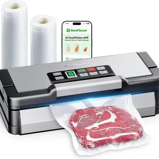 95kPa Vacuum Sealer Machine with AquaLock Technology, Dual-Pump Automatic Food Sealer for Dry & Moist Foods, Double Heat Seal, Built-in Cutter, Bag Storage & Accessory Hose,2 Bag Rolls,Stainless Steel
