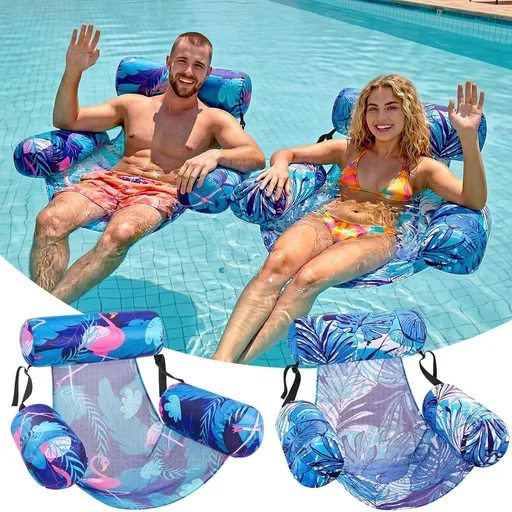 Inflatable Pool Float Chair - 2 Pack Pool Floats Adult Heavy Duty, Water Floating Lounge Chairs, Blow up Floaties Adults for Summer Fun Party Lake Beach