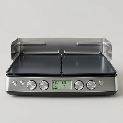 GreenPan Stainless Steel Elite XL Smoke-less Grill & Griddle, Healthy Ceramic Nonstick Interchangeable/Removeable Cast Aluminum Plates, Indoor BBQ Sear Sizzle, Splash Guard, Drip Tray, PFAS-Free