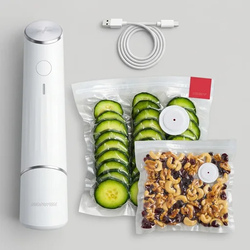 Chef Preserve Compact Vacuum Sealer for Food (Vacuum Sealer Machine + 30 Reusable Vacuum Bags) Powerful Handheld Vacuum Sealer Machine, Seal Meal Saver, Portable Food Sealer