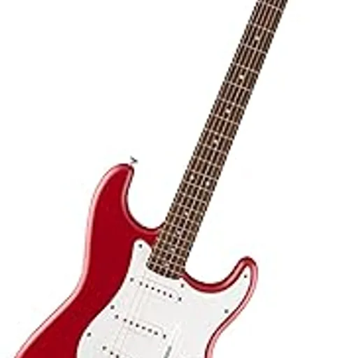 FenderSquier Stratocaster Beginner Electric Guitar, Dakota Red Matte | Starter electric guitar, 2-year warranty, free lessons included, matte finish, kids and a
