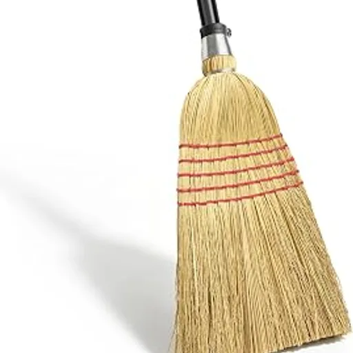 Natural Corn Broom Heavy Duty for Yard, Garden & Garage Cleaning