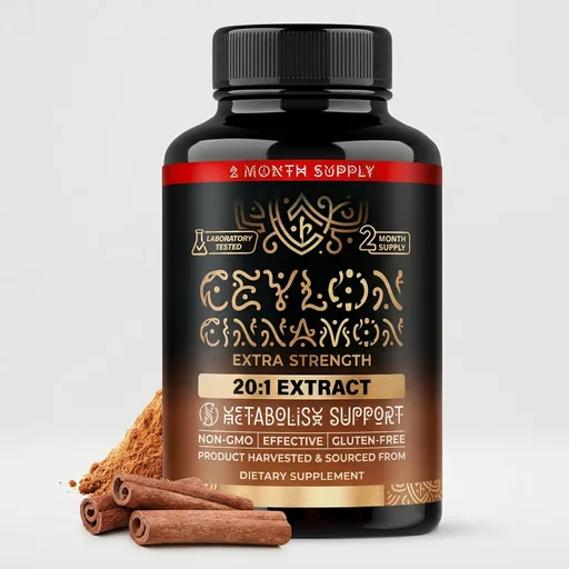 Ceylon Cinnamon Capsules - Energy Heart & Metabolism Support - 60 Capsules