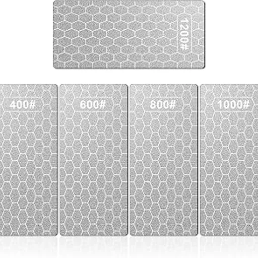 Diamond Sharpening Stone, 5 Pcs Knife Sharpening Stone with Extra Fine/Coarse Plate and Non-slip Base, 400/600/800/1000/1200 Grit