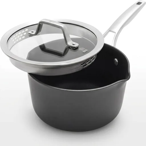 CalphalonPremier Hard-Anodized Nonstick Sauce Pan with Lid, 3.5 Quart | MineralShield Technology Cookware with Non-Stick Surface Dishwasher & Oven Safe