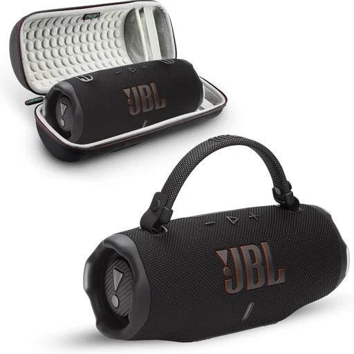 Charge 6 Portable Bluetooth Speaker | IP68 Waterproof, DustProof, and DropProof, Outdoor Wireless Audio | 28Hrs Playtime Megen Hardshell Protection Case (Black)