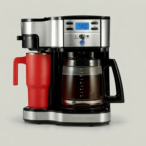 Hamilton Beach 2-Way Programmable Coffee Maker, 12 Cup Glass Carafe And Single Serve Coffee Maker, Black with Stainless Steel Accents, 49980RG