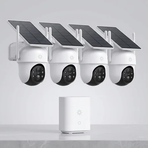aosu Security Cameras Outdoor Wireless, 4 Cam-Kit, No Subscription Required, Solar-Powered, Home Security Cameras System with 360° Pan & Tilt, Auto Tracking, 2K Color Night Vision, Easy Setup