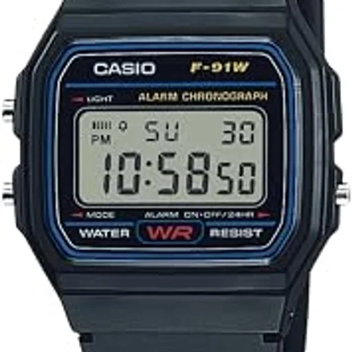 CasioF91W Series | Digital Watch | Water Resistant | LED Light | 1/100 SEC Stopwatch | Regular Time Keeping (HR, Min, SEC, PM, Date, Day) | Daily Alarm | Lightw