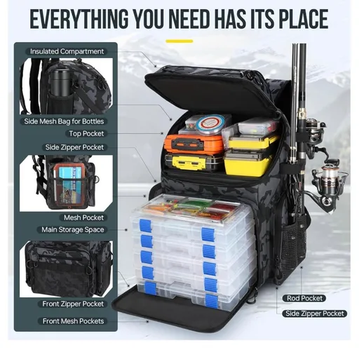 PLUSINNO Cooler Fishing Backpack with Rod Holders