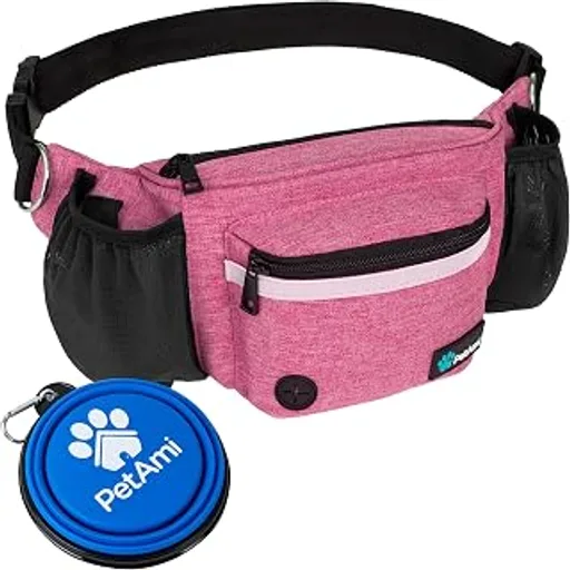 PetAmi Dog Fanny Pack, Treat Pouch for Dog Walking Training, Pink