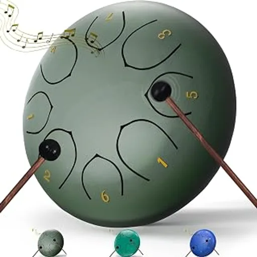 Rain Drum for Outside Garden, 6 Inches 8 Notes Steel Tongue Chakra Drums, Waterproof Meditation Rain Chime, Musical Instruments for Adult Gift with Bag, Music B