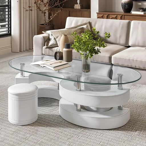 Nesting Glass Coffee Table Set of 3