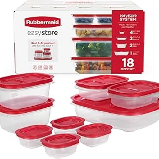 RubbermaidEasyStore Large Containers, 18-Piece Set, Food Storage Containers with Lids
