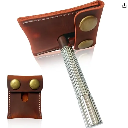 Genuine Cow Leather Travel Pouch for Double‑Edge Safety Razors