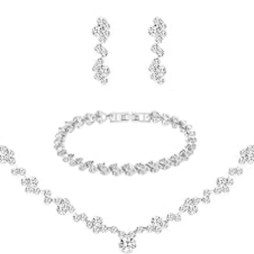 Crystal Wedding Jewelry Set, Necklace Earrings, for Accessories