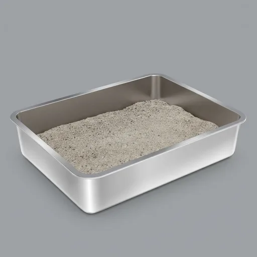 Stainless Steel Litter Box - 17.7" L x 13.77" W x 4" H Metal Cat Litter Box, Non Stick, No Smell, Easy Entry,Easy to Clean,Metal Litterbox for Kitten,Elderly Cats,Bunny