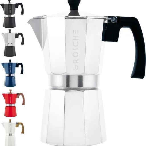 GROSCHE Milano Moka Pot | 9 Espresso Cup - 15.2 oz | Stovetop Espresso Percolator & Coffee Maker – Portable, Ideal for Home and Camping