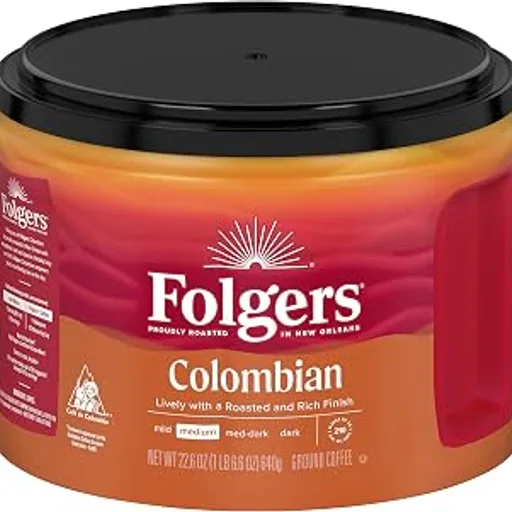 FolgersColombian Ground Coffee, Medium Roast, 22.6 Oz. Canister