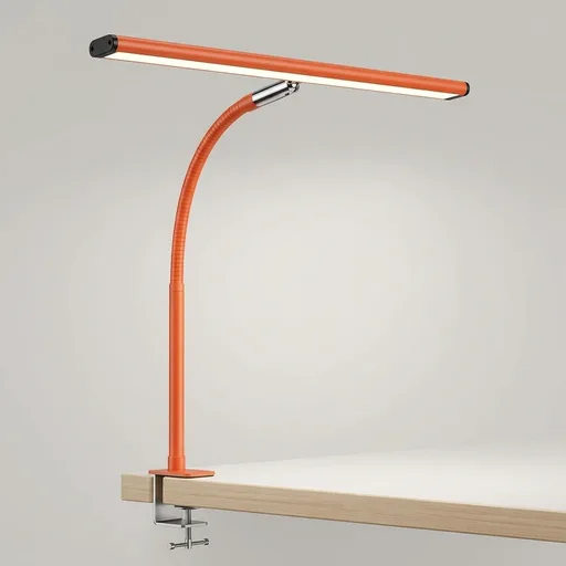 Airlonv LED Desk Lamp with Clamp, 17" Stepless Dimming Light, Orange