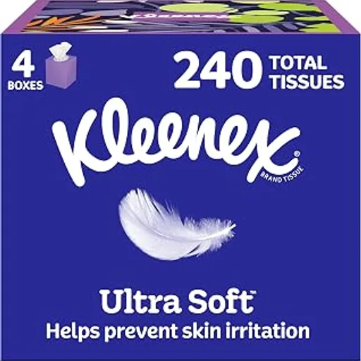 Kleenex Ultra Soft Facial Tissues, 4 Cube Boxes, 60 Tissues per Box