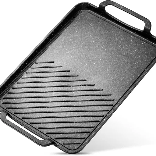 ESLITE LIFE 11" x 17" Nonstick Grill Pan for Indoor Cooking & Outdoor Grilling, Versatile 2-In-1 Induction Large Steak Pan for Stove Tops, PFOA Free, Black