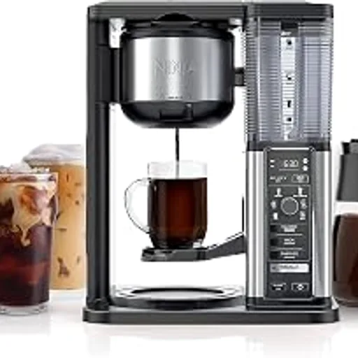 Ninja Coffee Maker, 10-Cup Carafe, Fold-Away Frother, Black, CM401