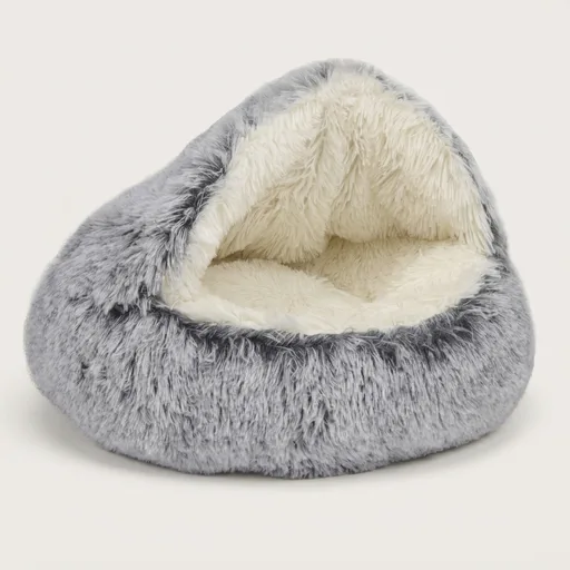 ShinHye Round Plush Hooded Cat Bed