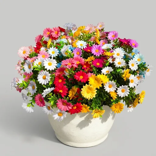 24Pcs Artificial Flowers for Outdoors UV Resistant，Colorful Daisy Fake Flowers Bouquet Weatheroof Faux Flowers for Outdoor Planter Real Touch Silk Flowers for Front Door Garden Proch Patio
