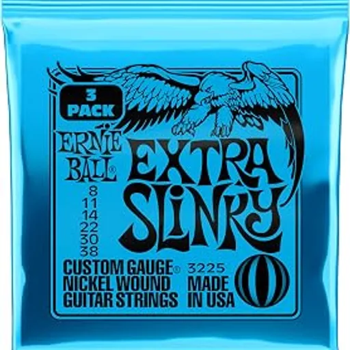 Ernie BallExtra Slinky Nickel Wound Electric Guitar Strings 3-pack, 8-38 Gauge (P03225)
