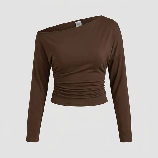 Trendy Queen Off the Shoulder Tops for Women Cinched Waist Shirts 2026 Fall