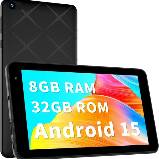 VASOUN 7 inch Tablet Android 15, 8GB（3GB+5GB Expand） RAM 32GB ROM 512GB Expand, 5-Core Processor, Ultra-Portable, 5G WiFi 6, Dual Camera, Kids & Travel Tablet PC (Black)