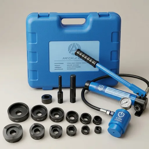 AMZCNC 8 Ton Hydraulic Knockout Punch Kit, 1/2-2 Inch, 6 Dies
