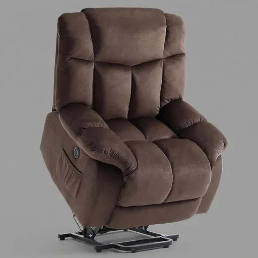 CANMOV Power Lift Electric Recliner Chair for Elderly- Heavy Duty and Safety Motion Reclining Mechanism-Antiskid Fabric Sofa for Living Room, Chocolate