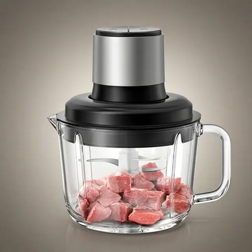 BearFood Processor, 400W Electric Food Chopper with Handheld Glass Bowl | No-Hole 4 Bi-level Stainless Steel Blades, Easy Cleaning, 8 Cup/2 L,2 Speeds for meat/
