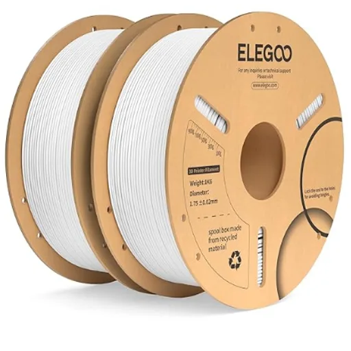 ELEGOO PLA Plus Filament 1.75mm Black 2KG, PLA+ Tougher and Stronger 3D Printer Filament Pro Dimensional Accuracy +/- 0.02mm, 2 Pcs 1kg Spool(2.2lbs) Fits for Most FDM 3D Printers