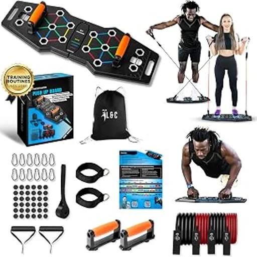 Push Up Board for Full Body Workout at Home - Portable, Joint Friendly, Fun & Motivating Home Workout Equipment with QR Code Guided Workouts - Ideal for Men, Wo