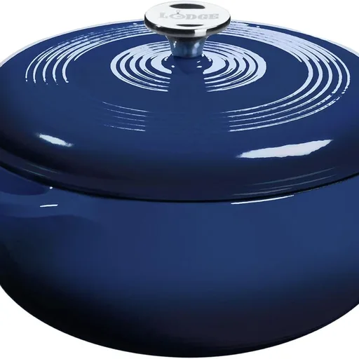 Lodge Essential Enamel Cast Iron Dutch Oven, 6 Quart, Indigo