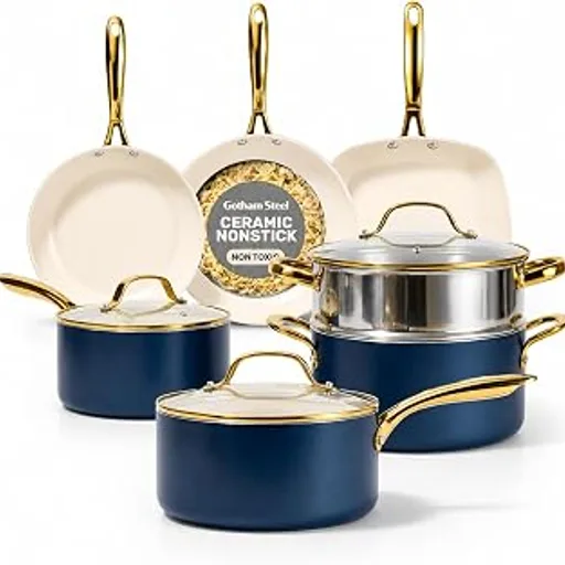 GOTHAM STEEL12 Pc Pots and Pans Set Non Stick Ceramic Cookware Set