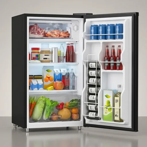 OLIXIS 3.2 Cu.Ft Mini Fridge with Freezer, Single Door Compact Refrigerator | Adjustable Thermostat, 5-Level Thermostat, for Bedroom Office Dorm, LED Interior Light, Black